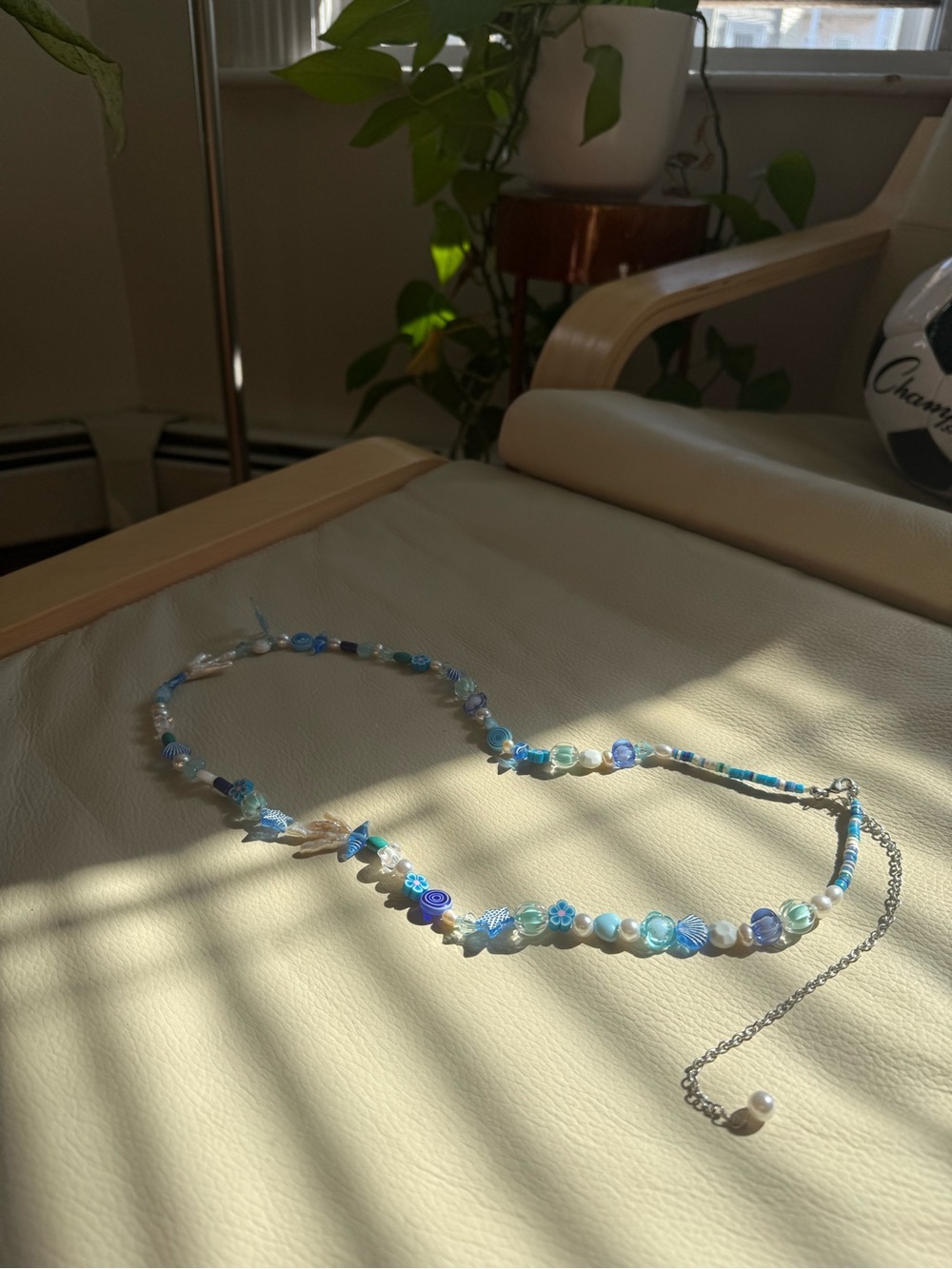 Blackbough Swim Blue Beaded Pearl Waist Chain Belt Coastal Y2K